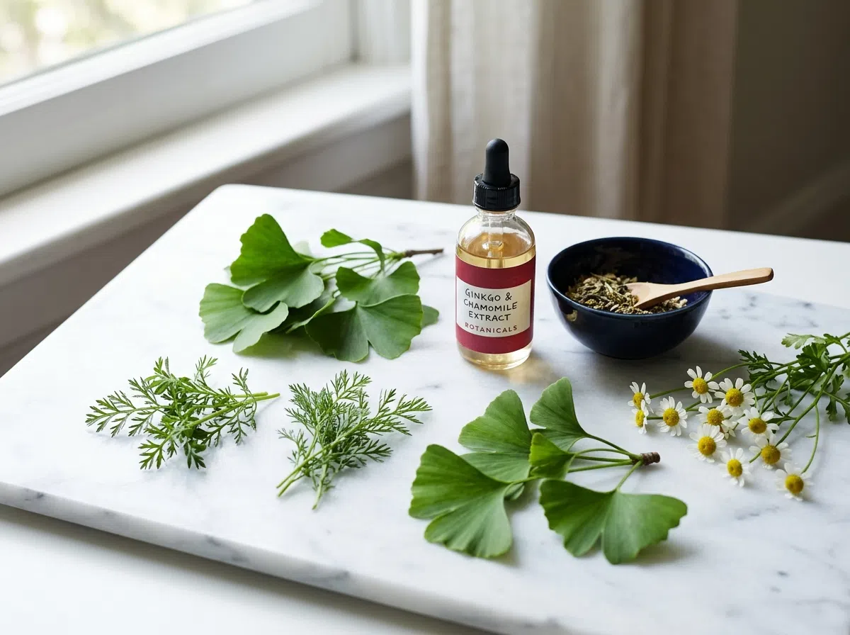 Botaniska extrakt - ginkgo och örter som naturliga ingredienser för välmående öron